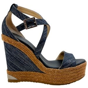 Jimmy Choo denim espadrille wedge sandals